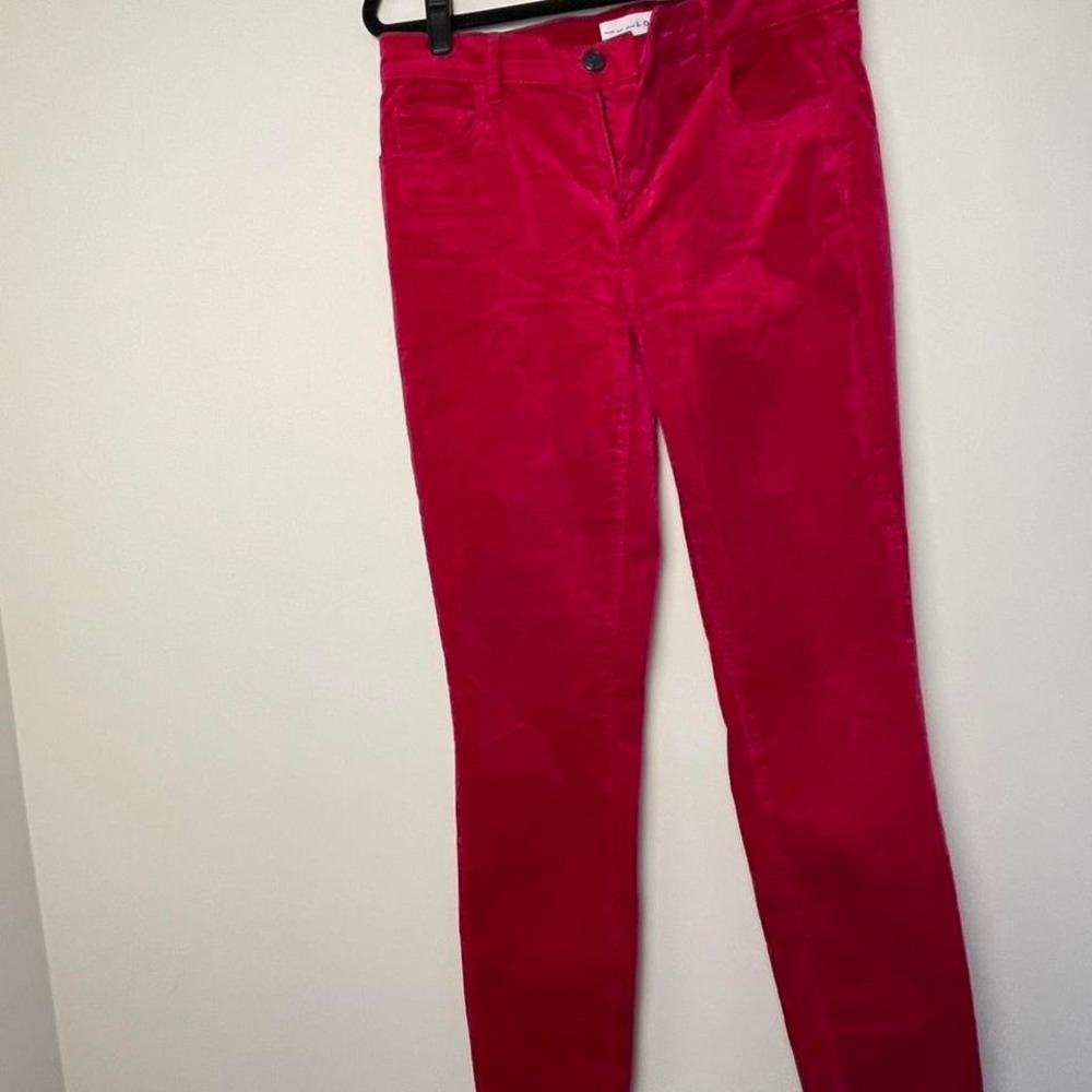Hot Pink LOFT velour skinny pants petite 4.